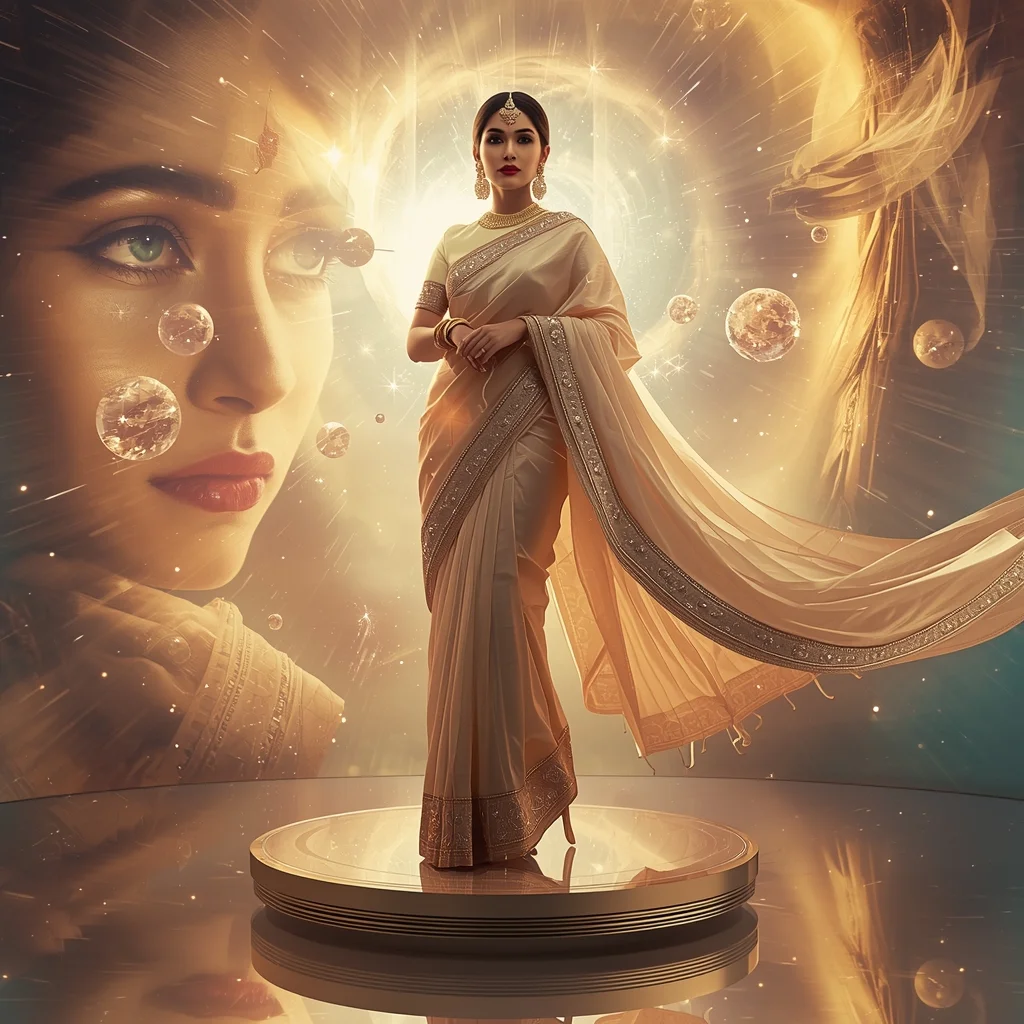 Festive Pastel Saree Golden Aurora Nebula Vortex Collage | Eternal Supreme Prompt | Beautiful Saree Girl Ai Prompt