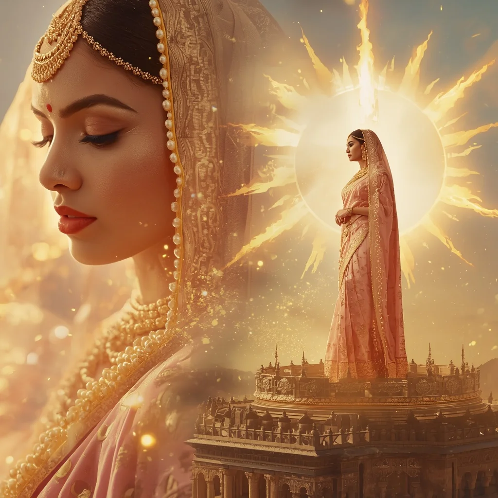 Festive Pastel Saree Golden Solar Crown Citadel Collage | Instagram Prompt For Traditional Look For Girl