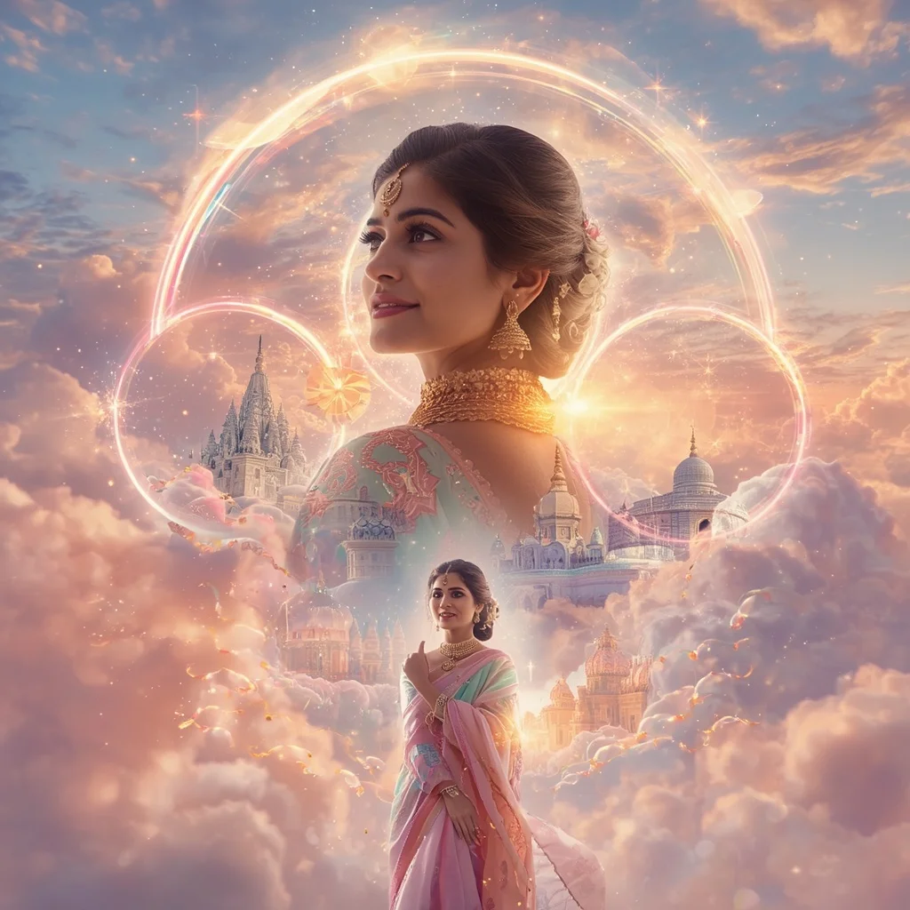 Festive Pastel Saree Halo Bloom Galaxy Sanctuary Collage Cinematic | Editing Prompt Girl Aesthetic