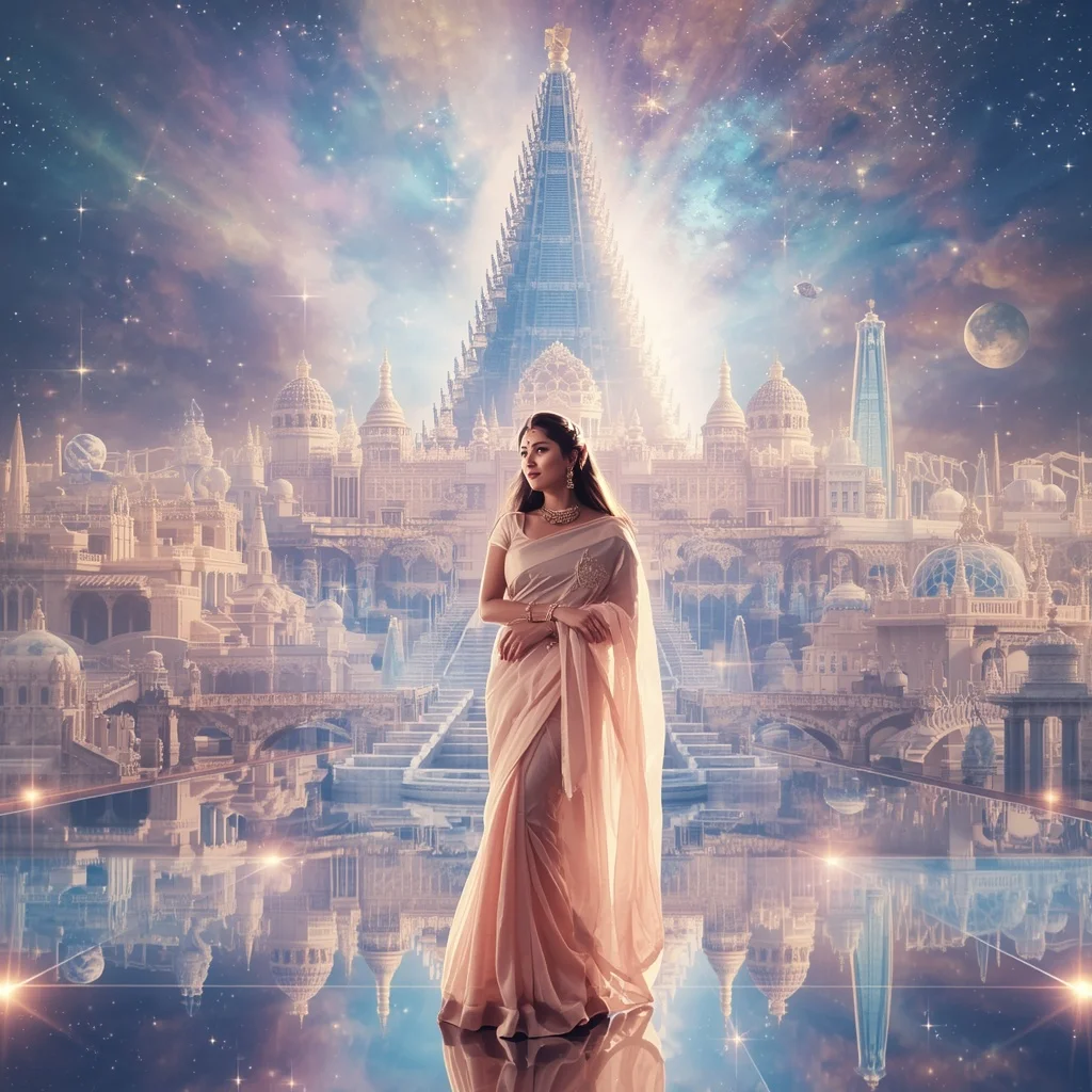 Festive Pastel Saree Infinite Celestial Crystal Star Empire Collage Premium | Best Ai Prompt 2026