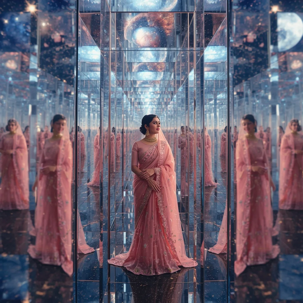 Festive Pastel Saree Infinite Crystal Celestial Dynasty Collage Premium Cinematic | New Instagram Trend Prompt For Girl And Boy