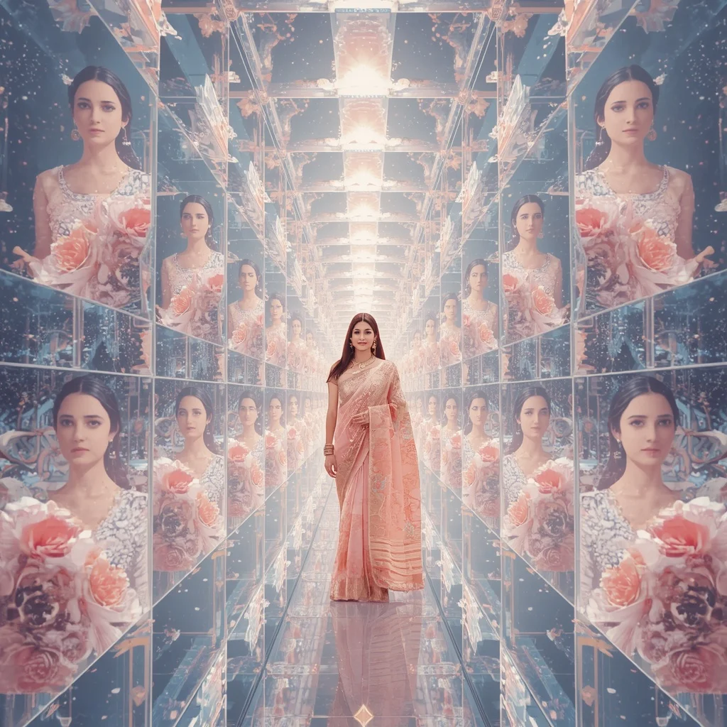 Festive Pastel Saree Infinite Crystal Celestial Monarch Collage Premium Cinematic | Makeup Ai Prompt