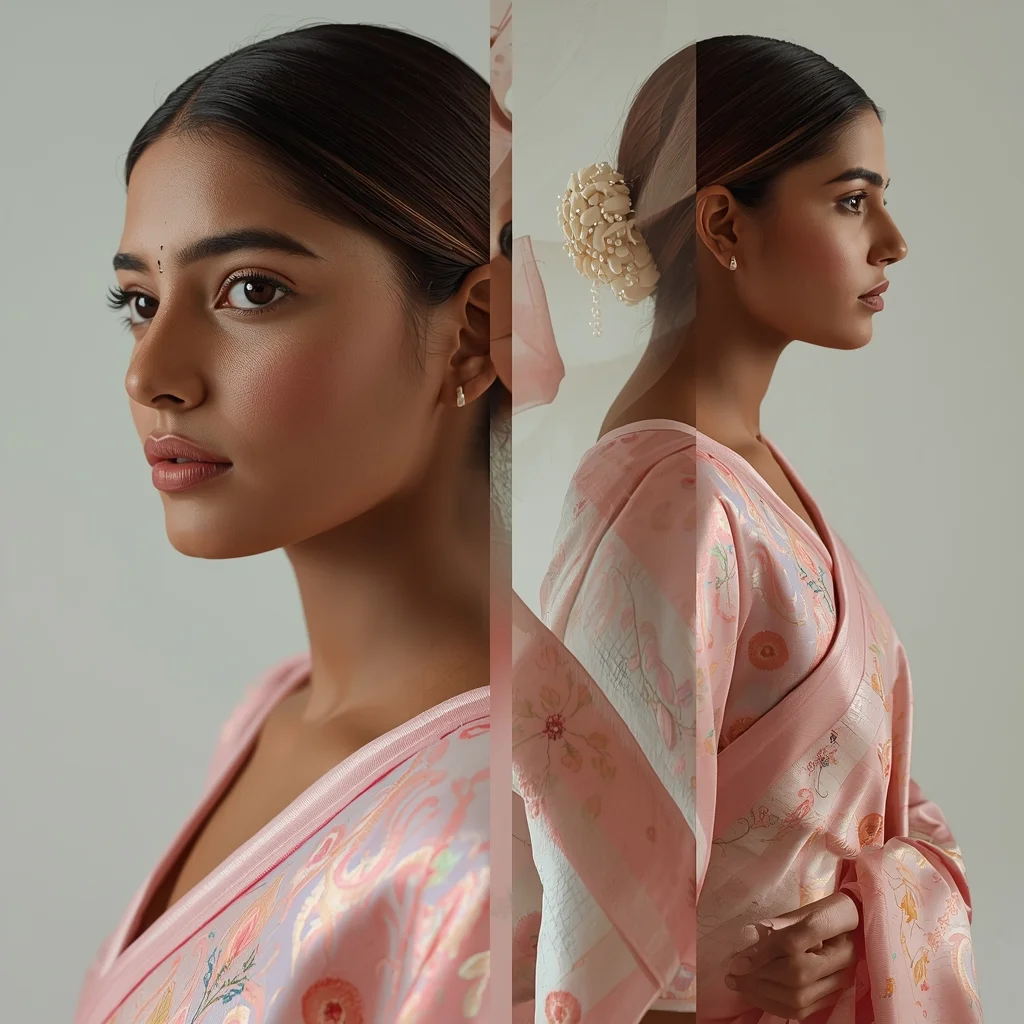 Festive Pastel Saree Infinite Observer Loop Collage | Recursive Awareness Premium Prompt | Wedding Saree Ai Prompt
