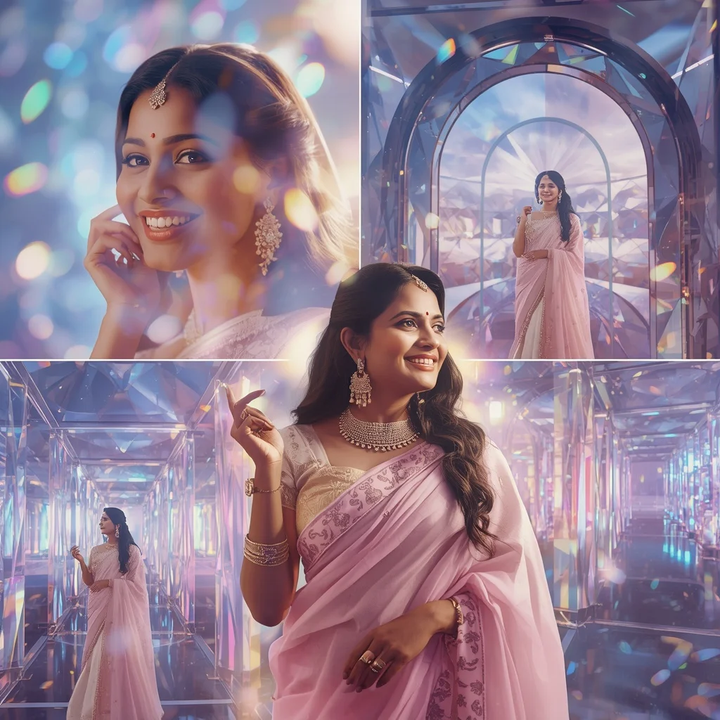 Festive Pastel Saree Infinite Prism Celestial Observatory Collage Premium Cinematic | Selfie Prompt