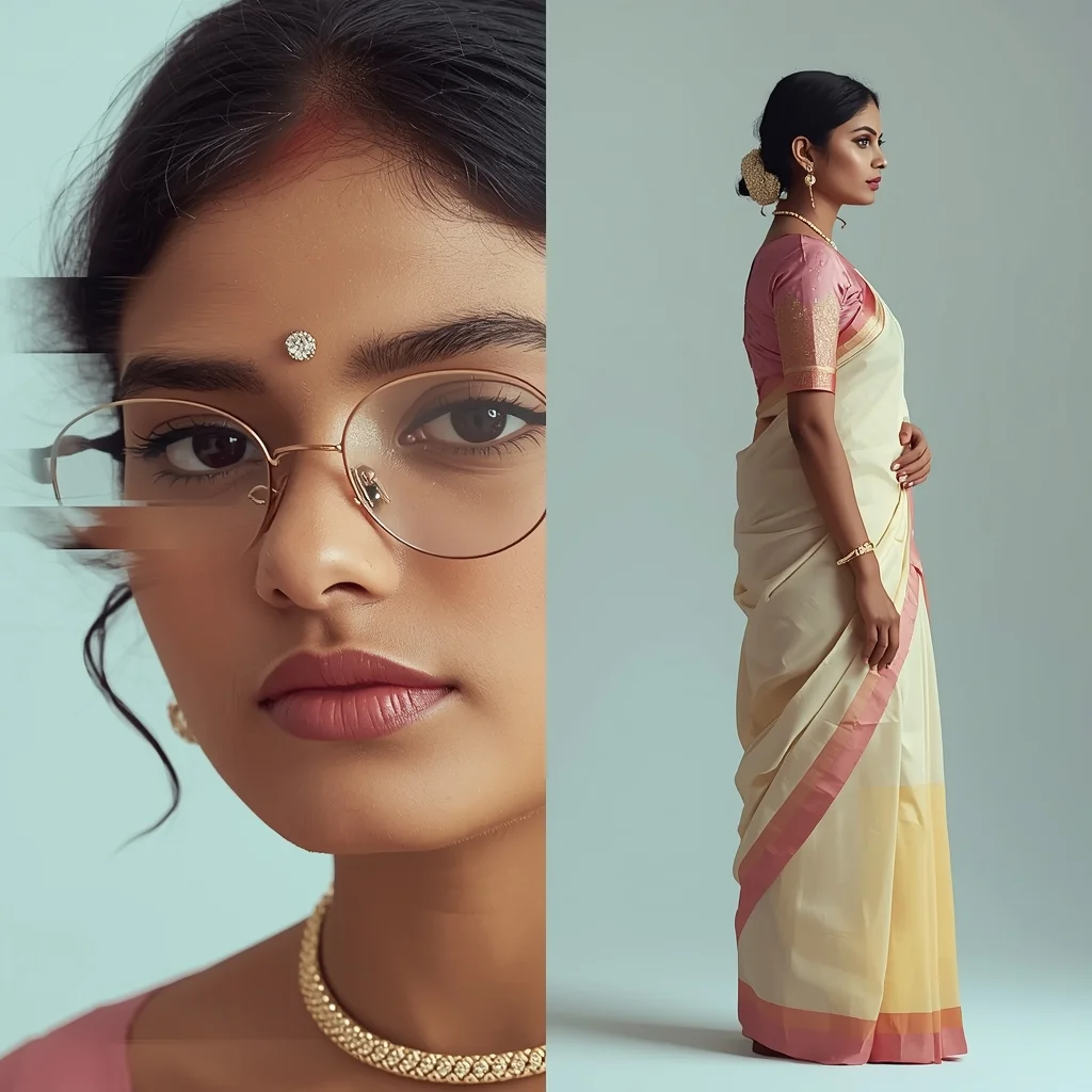 Festive Pastel Saree Lens Distortion Collage | Indian Girl Optical Effect Aesthetic Cinematic Viral Prompt | Traditional Saree Ai Prompt