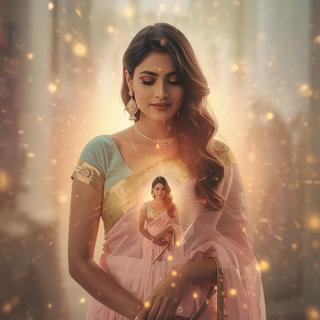 Festive Pastel Saree Light Field Energy Bloom Collapse Collage Premium Cinematic | Saree Selfie Ai Prompt
