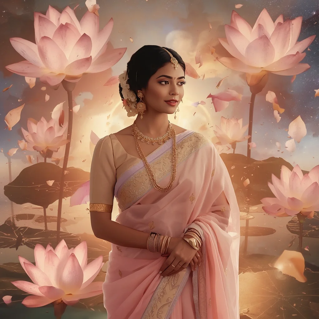 Festive Pastel Saree Light Lotus Nebula Dynasty Collage Cinematic | Viral Instagram Ai Prompt