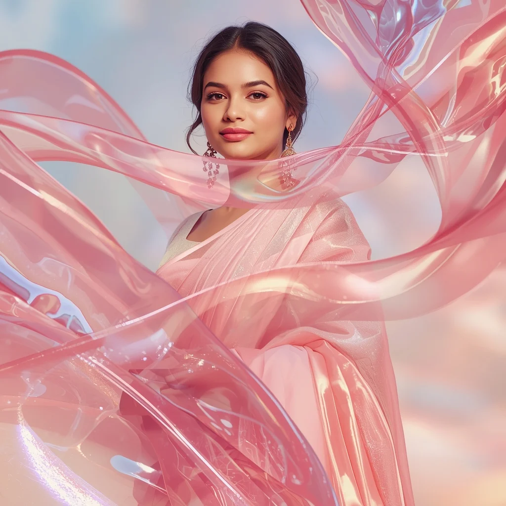 Festive Pastel Saree Liquid Crystal Silk Flow Collage Luxury Cinematic | Best Saree Prompt For Chatgpt