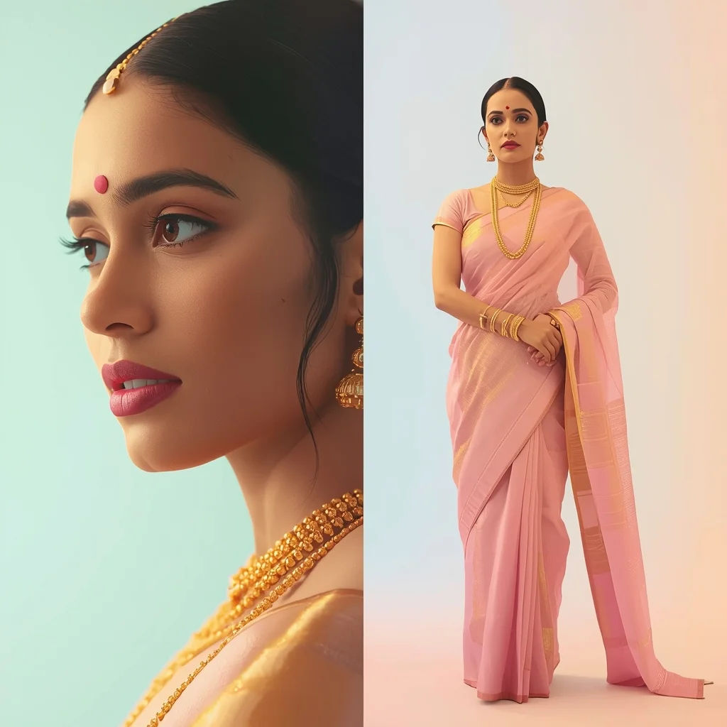 Festive Pastel Saree Non-Dual Visual Field Collage | Unity Premium Prompt | Saree Ai Prompt Copy Paste For Gemini