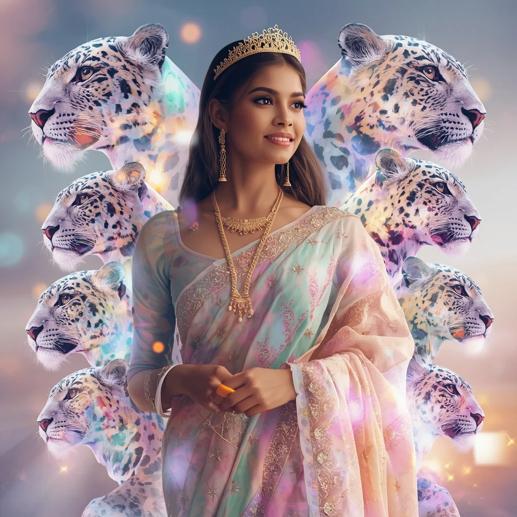 Festive Pastel Saree Orbital Crystal Leopard Queen Collage Premium Cinematic | Prompt Seen Trending Girl 2026 Instagram
