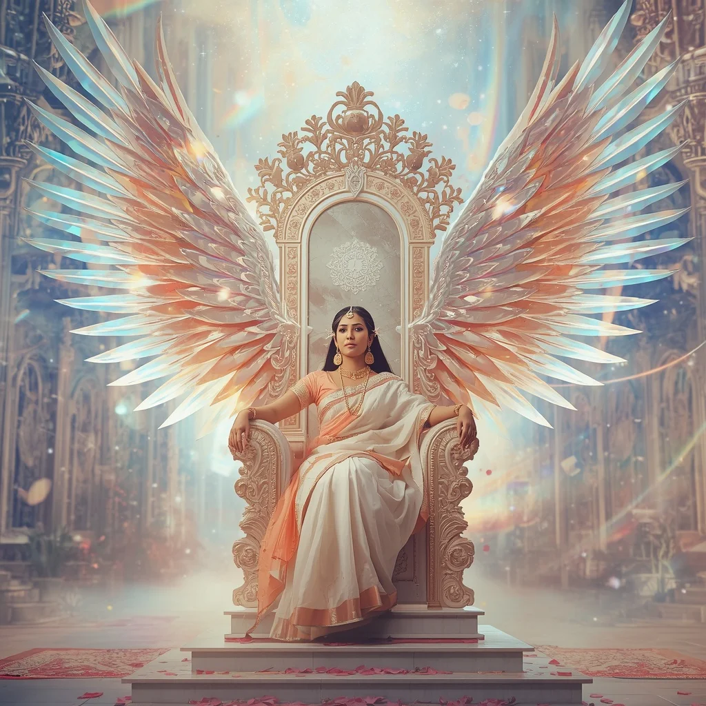 Festive Pastel Saree Prism Phoenix Crystal Throne Collage Premium | Instagram Girl Gemini Prompt