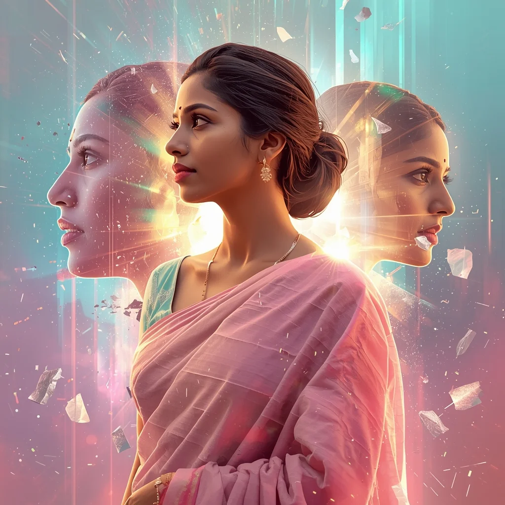 Festive Pastel Saree Quantum Magnetic Grid Tornado Collage | Hyper Futuristic Prompt | Saree Ai Prompt