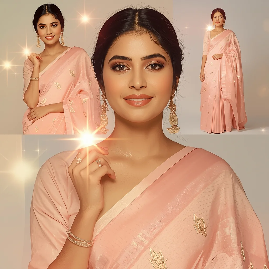 Festive Pastel Saree Starburst Collage | Indian Girl Radiant Glow Aesthetic Soft Cinematic Viral Prompt | Saree Look Ai Prompt