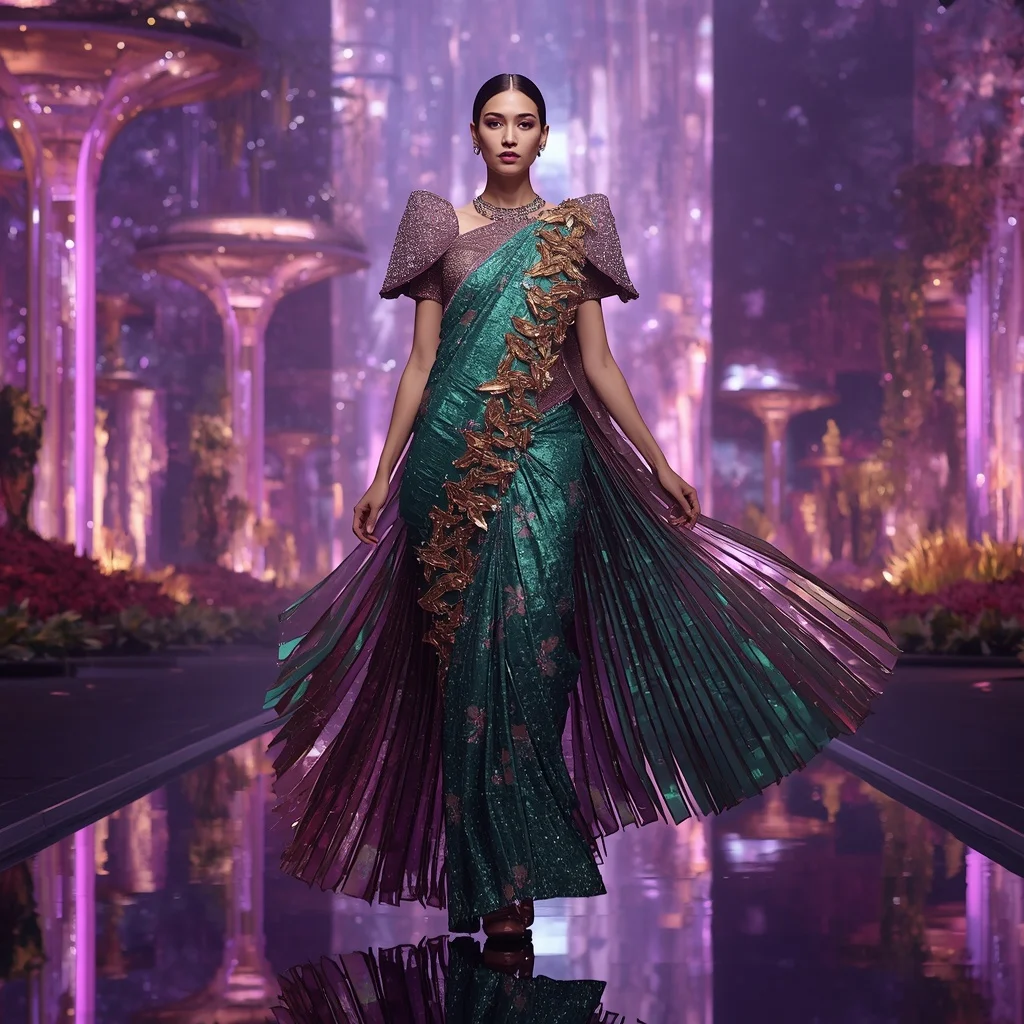 Floating Luxury Crystal Vineyard Saree with Golden Harvest Galaxy | Trending Prompt Girls ChatGPT