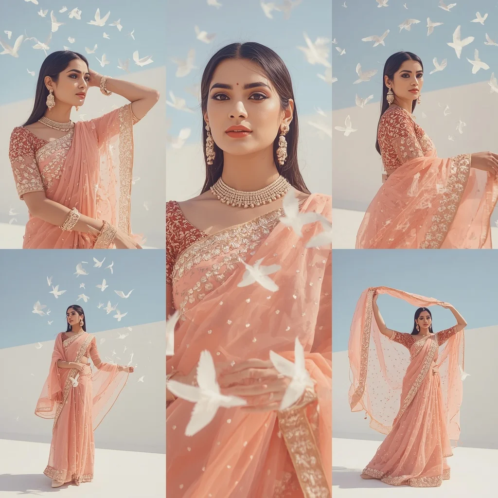 Frosted Acrylic Swallows With Heavy Designer Festive Saree | Prompt Trending Girl 2026