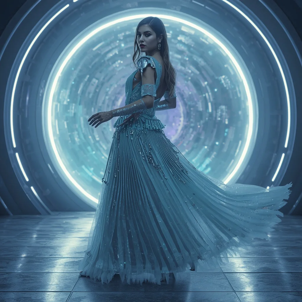 Frozen Aurora Ice Singularity Quantum Armor Saree with Floating Orbital Storm Ring Matrix Nexus Collapse | Pre Wedding Ai Prompt
