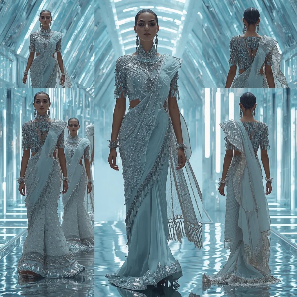 Frozen Diamond Nova Saree with Infinity Ice Orbit Citadel | Trending Prompt Girls ChatGPT