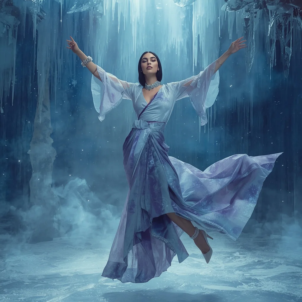 Frozen Nebula Silk Rift Saree with Ice Void Chamber | Prompt Chatgpt
