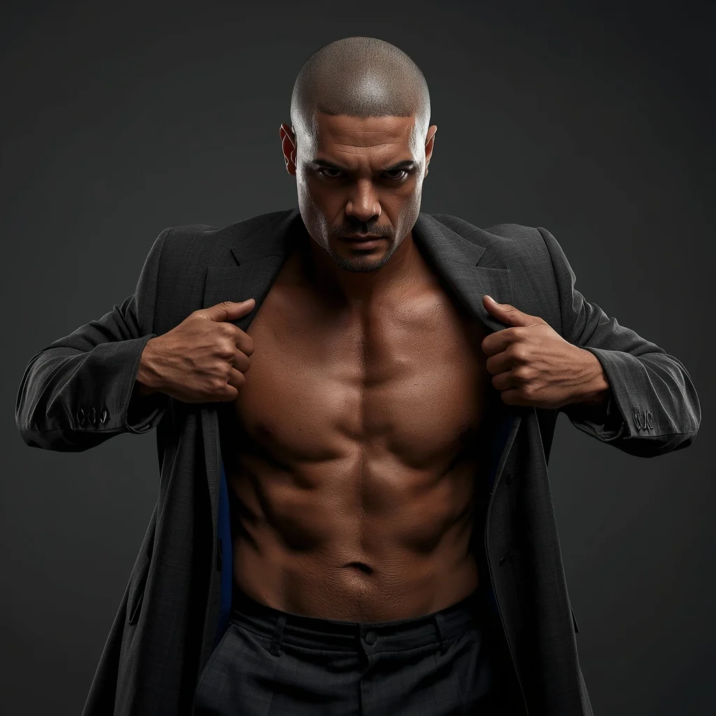 Full Body Double Hand Jacket Grip Pull Pose with Assertive Energy | Instagram Post Ai Prompt