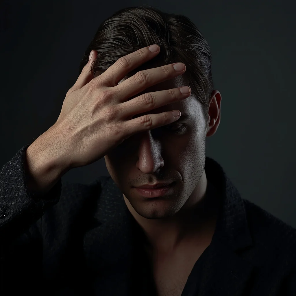 Full Body Hand Sweep Across Face Pose with Emotional Masking | Gemini Ai Photo Prompt Copy Paste