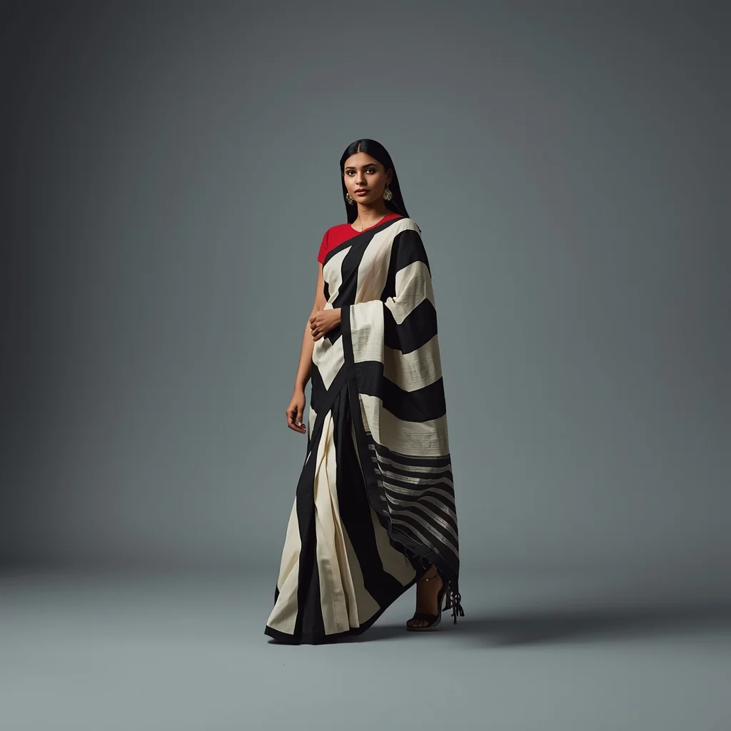 Full Body Minimal Grey Studio Walk with Saree Attitude | Command Prompt