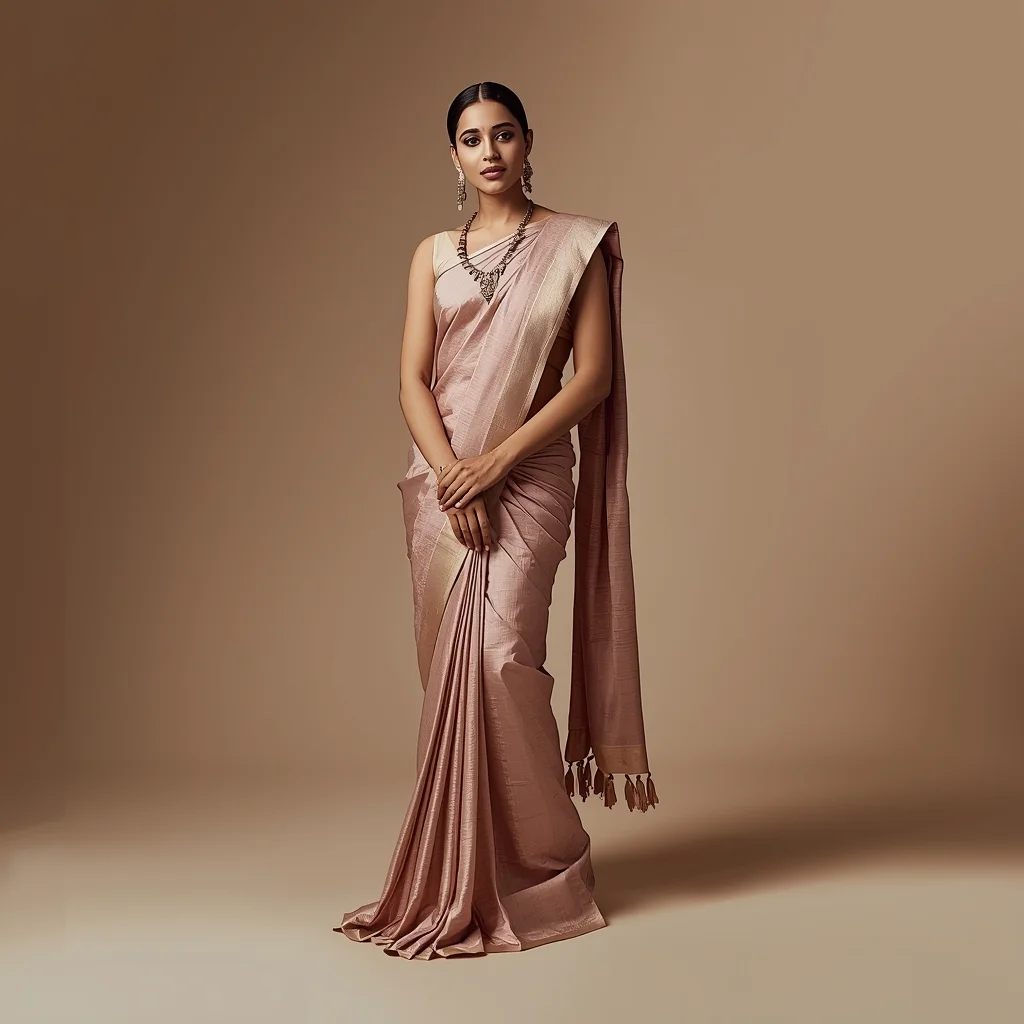 Full Body Minimal Studio Mermaid Fish-Cut Saree Pose with Clean Composition | Gemini Ai Prompt