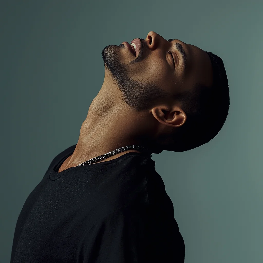 Full Body Neck Slight Forward Stretch Pose with Raw Masculine Edge