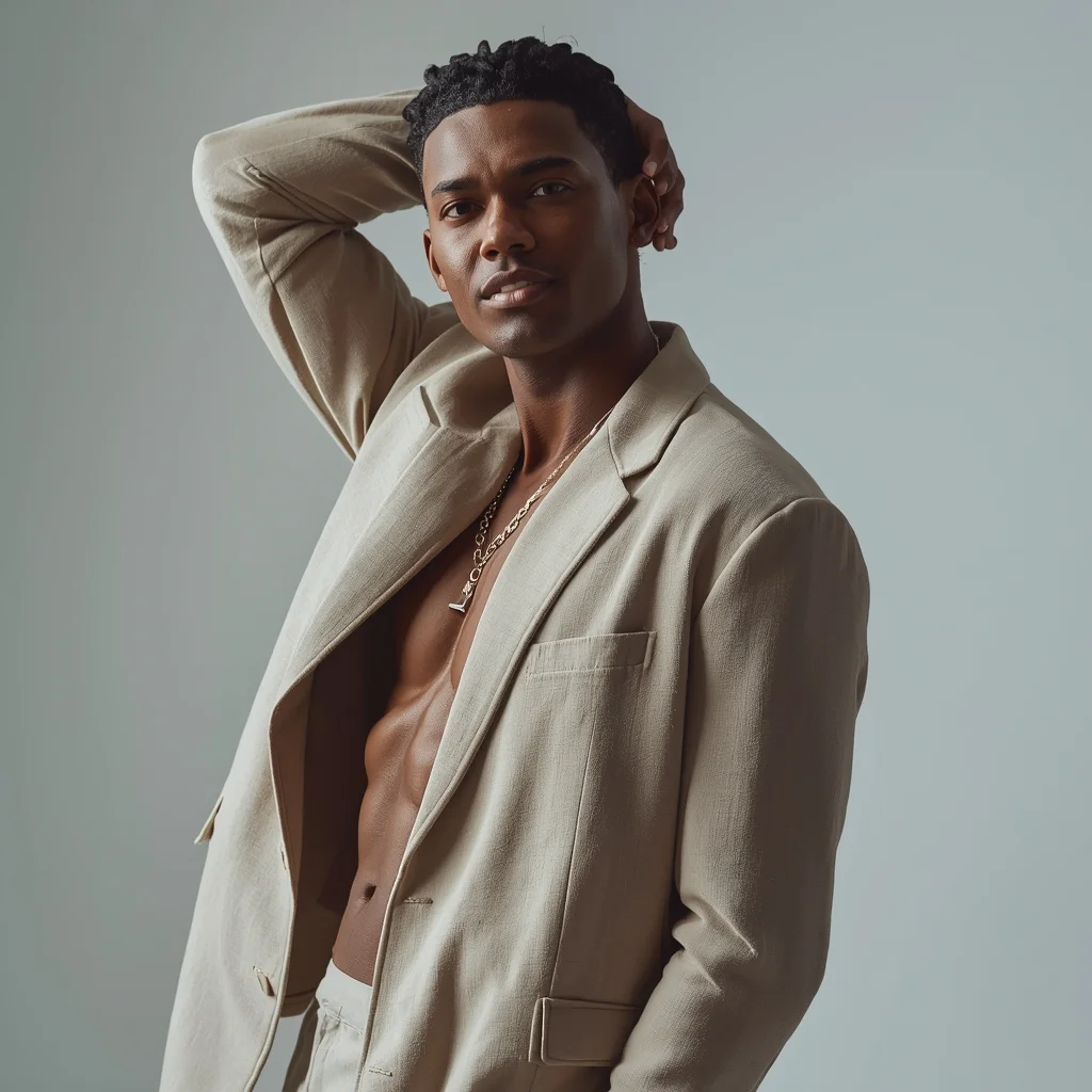 Full Body One Arm Behind Head Pose with Relaxed Masculine Edge | Flux Ai Prompt