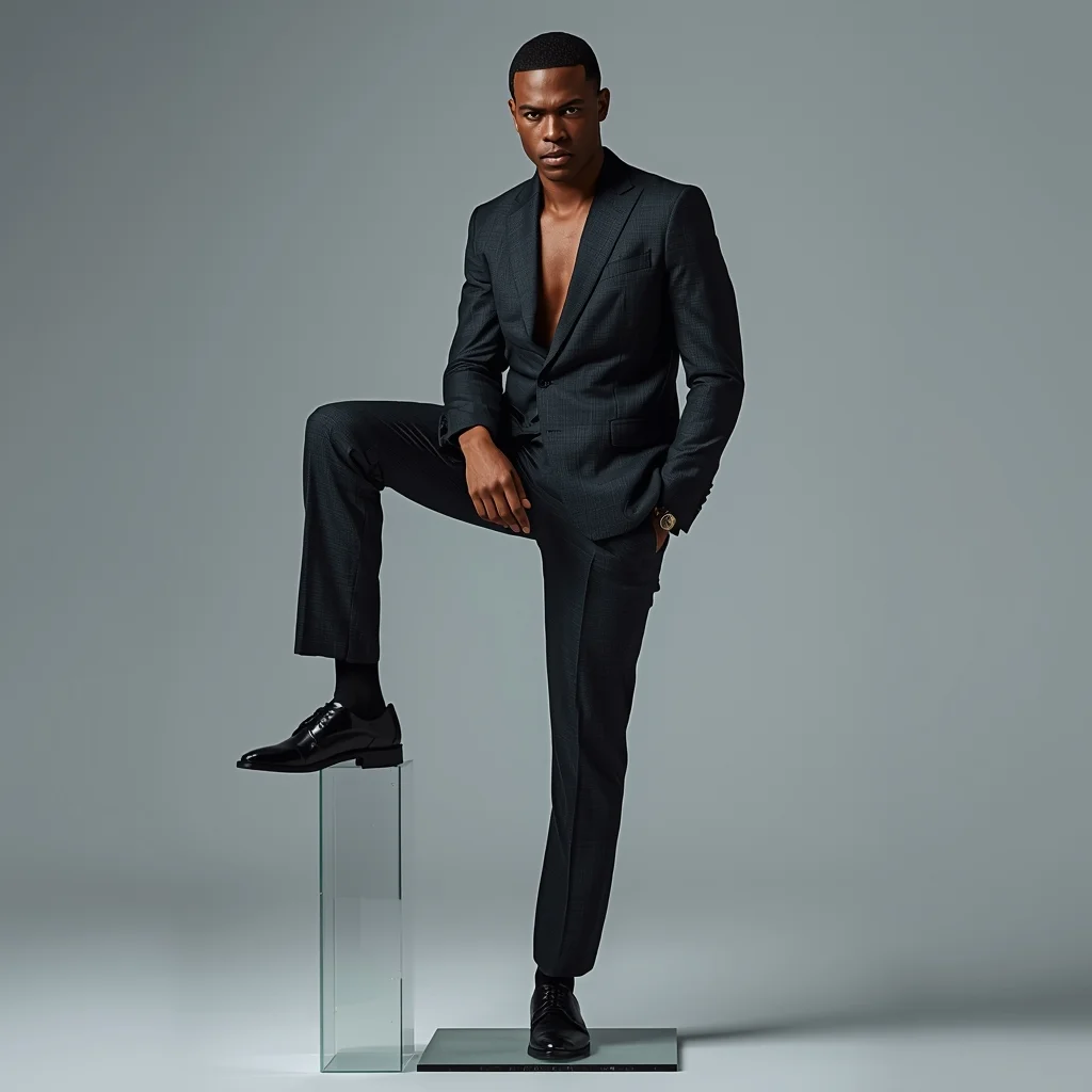 Full Body One Leg Elevated Pose with Strong Masculine Structure | Ai Video Generator Prompt