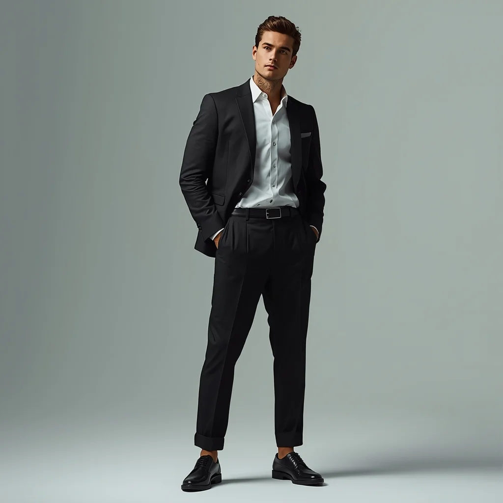 Full Body Pause Lean Side Head Tilt Pose with Soft Masculine Mood