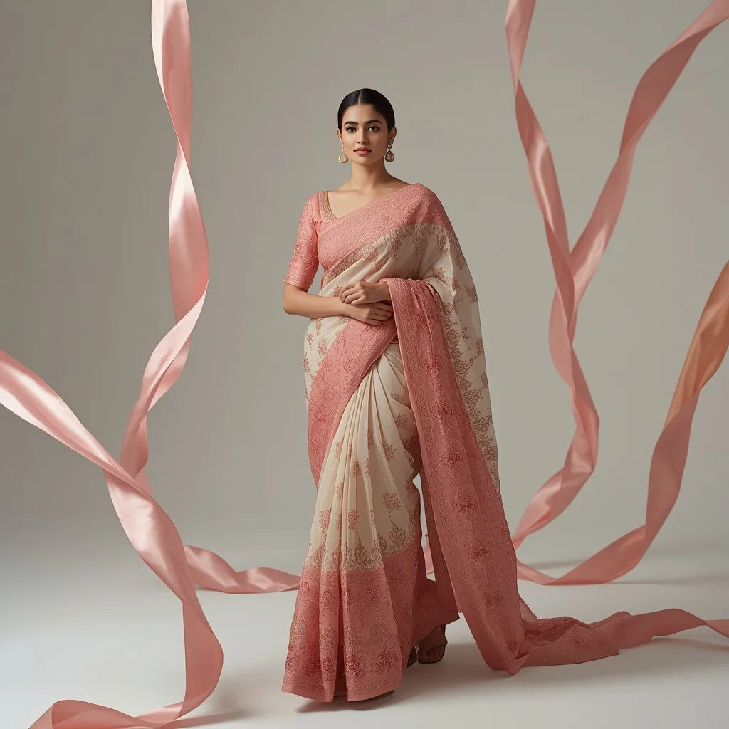 Full Body Regal Saree Walk on Floating Silk Ribbons | Best Prompt Ai For Girl