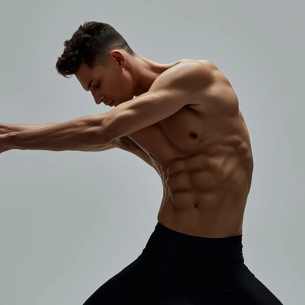 Full Body Side Body Stretch Pose with Athletic Masculine Definition | Prompt For Gemini