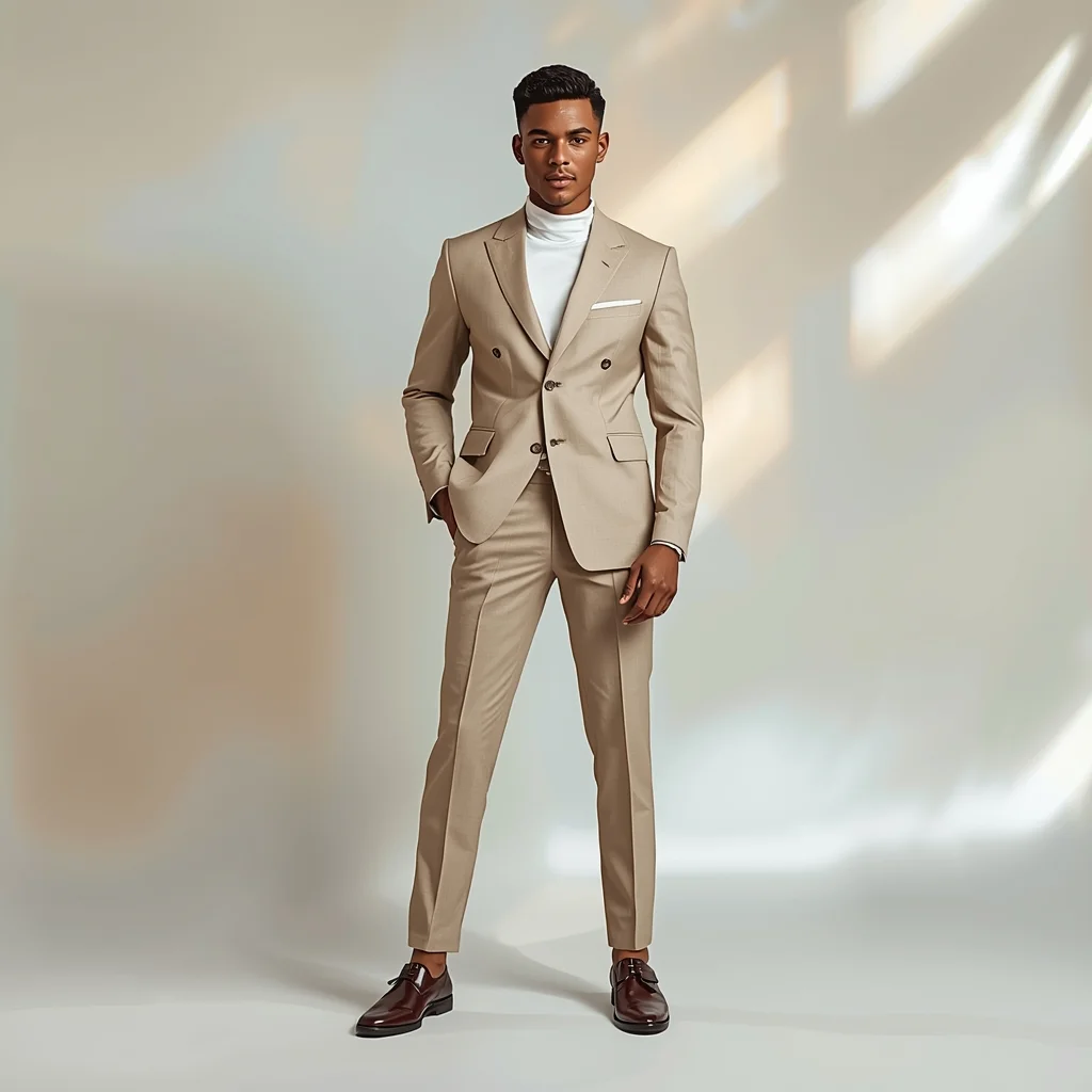 Full Body Soft Cool Pearl Studio Pose with Clean Masculine Elegance | Gemini Photo Editing Prompt