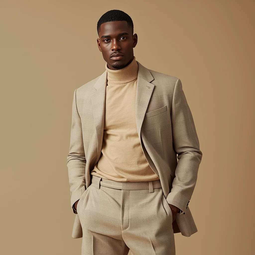 Full Body Soft Warm Ivory Clay Studio Pose with Elegant Masculine Finish | Fashion Ai Prompt