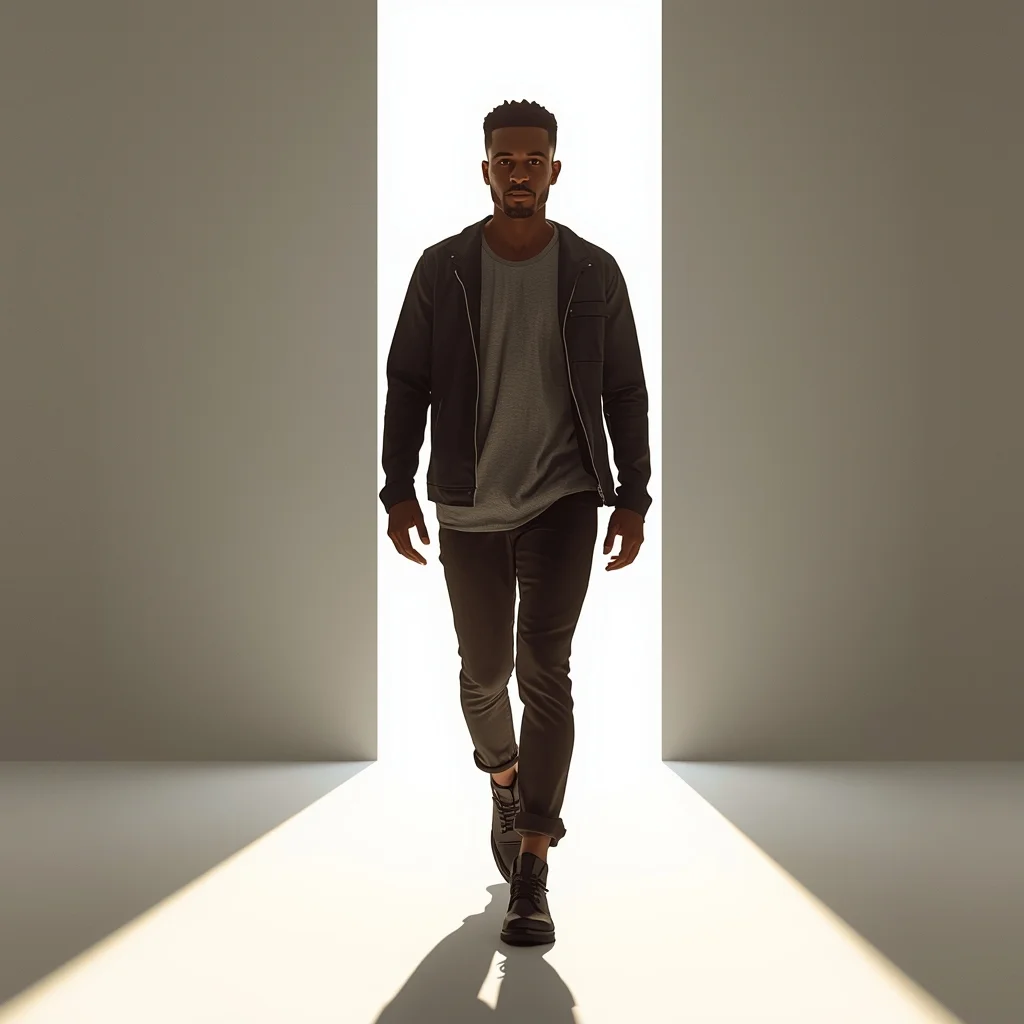 Full Body Walk Into Bright Light Pose with Cinematic Masculine Journey | Luxury Ai Prompt