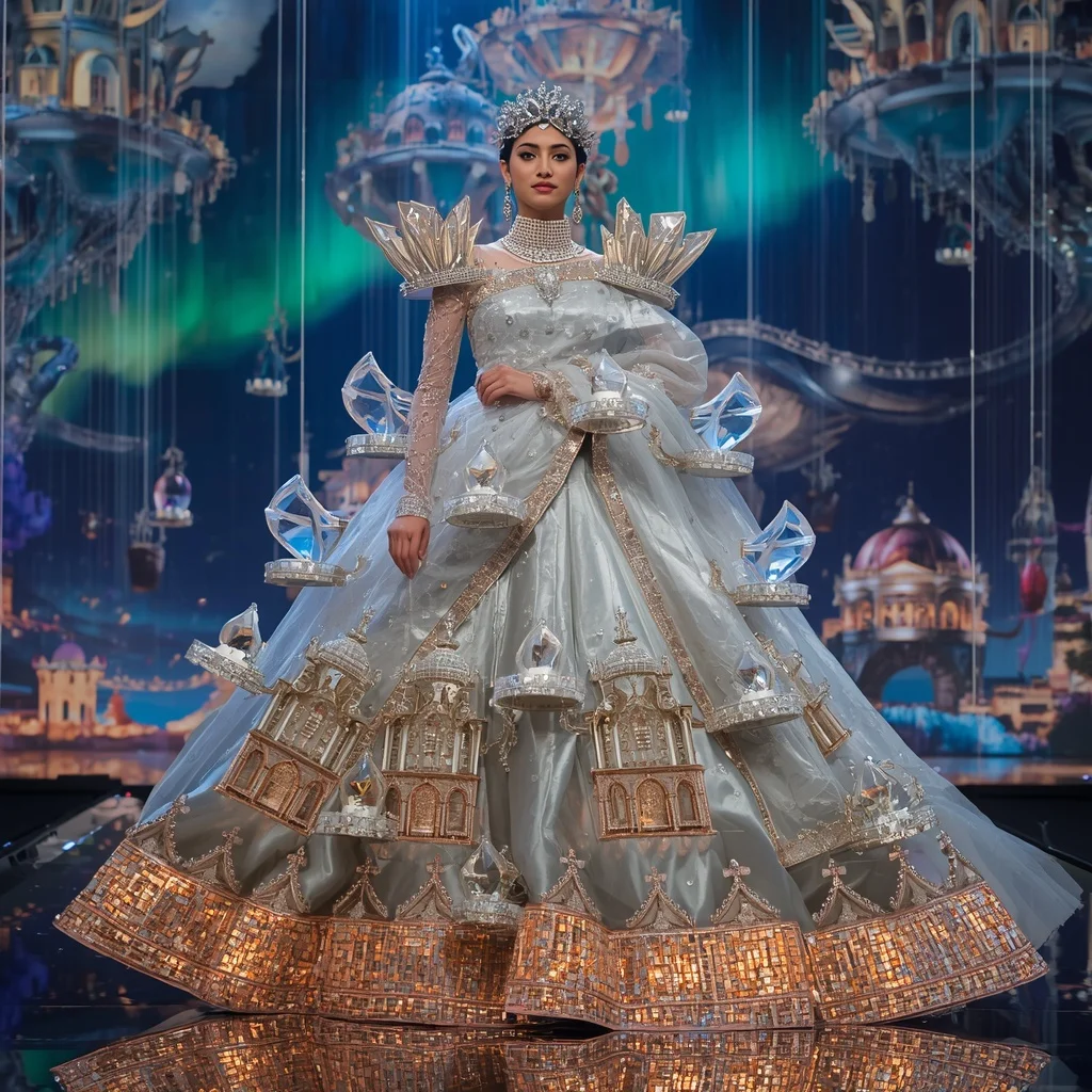 Giant Luxury Crystal Floating Opera House Saree with Symphony Palace Universe | Prompt Trending Girl 2026