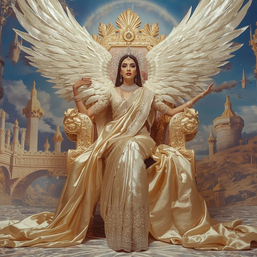 Giant Luxury Crystal Griffin Throne Saree with Celestial Sky Empire | Prompt Trending Girl 2026