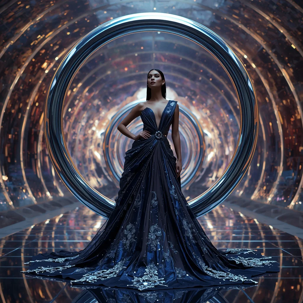 Giant Luxury Quantum Orbit Saree with Cosmic Reflection Palace | Viral Prompt