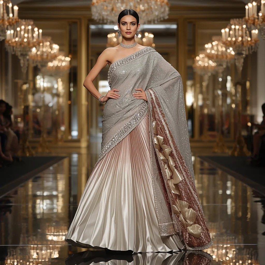 Giant Mirror Tulip Saree with Royal Crystal Ballroom | Ai Prompt For Reels