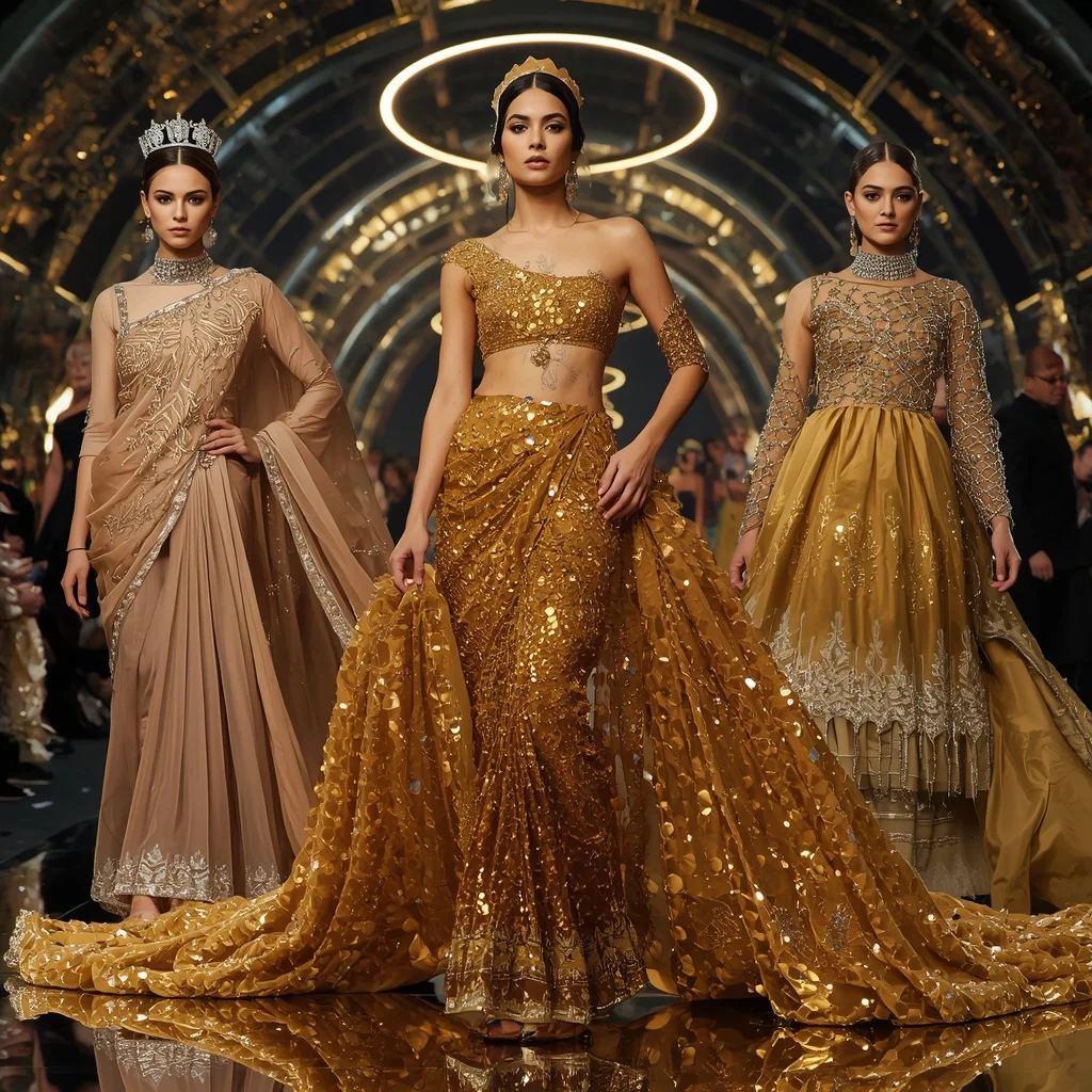 Golden Eclipse Queen Saree with Floating Halo Galaxy Fortress | Viral Instagram Ai Prompt