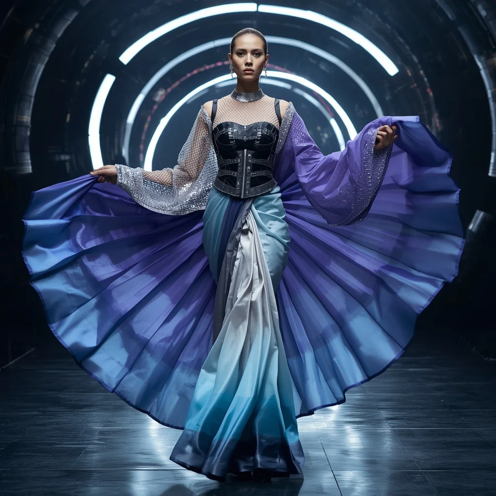 Gravity Silk Spiral Saree with Floating Vortex Drapes | Ai Photo Editing Prompt