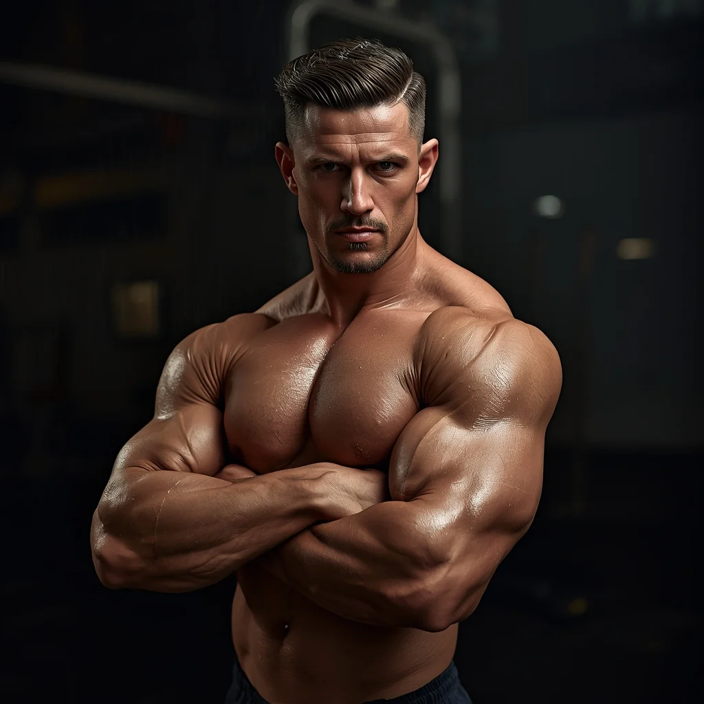 Gym Body Portrait with Strong Attitude and Dramatic Lighting | Youtube Thumbnail Ai Prompt