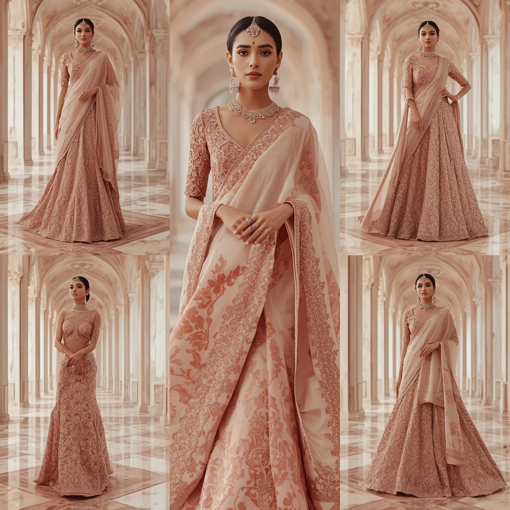 Infinite Rose Marble Indian Dress Collage Image Prompt Festive Luxury Premium | Chatgpt Photo Editing Prompts Trending Instagram
