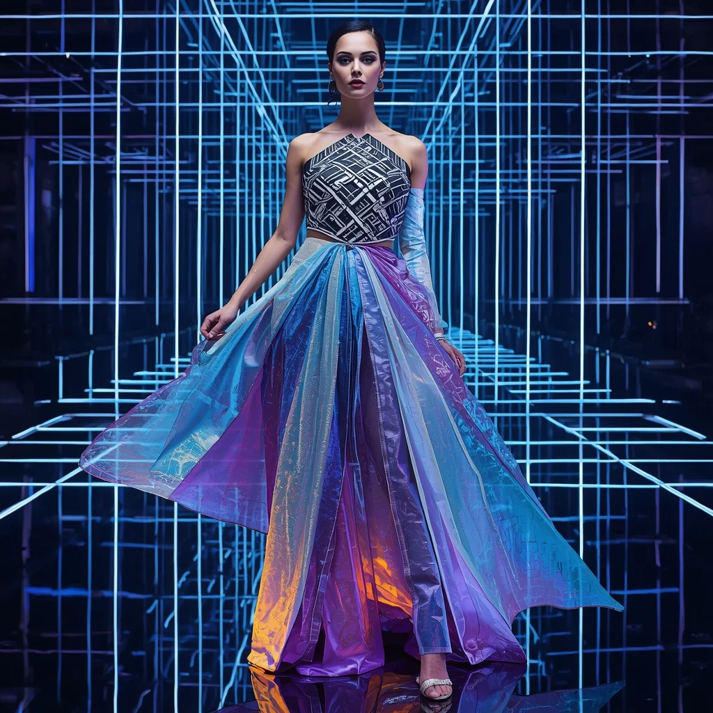 Infinity Prism Saree with Recursive Light Geometry | Prompt Seen Girl Kurti