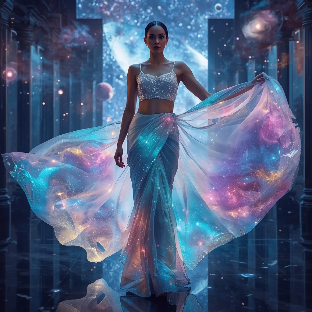 Living Light Universe Saree with Conscious Cosmic Fabric | Viral Instagram Ai Prompt