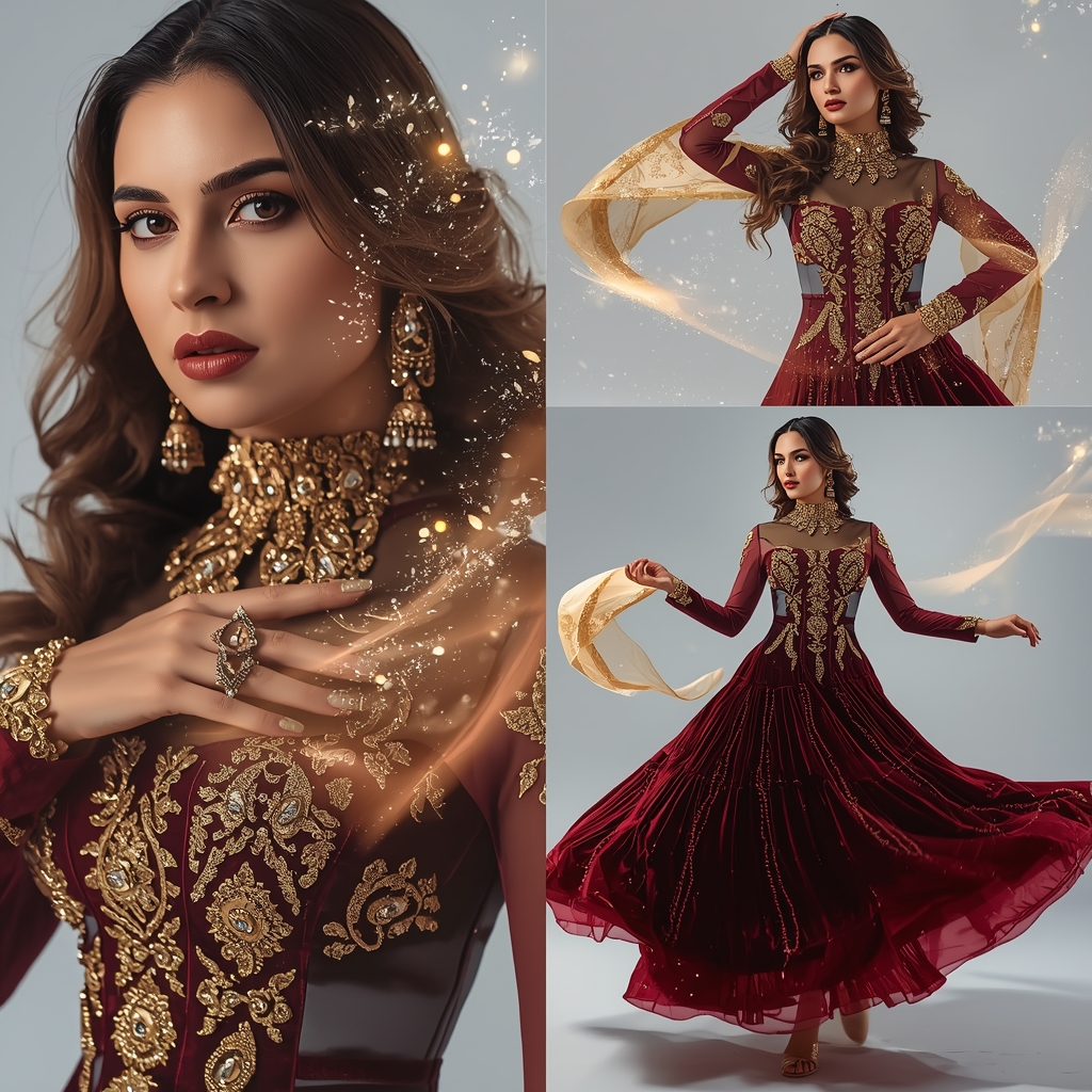 Magic Dust Aura Surrounding Traditional Western Dress Poses Beautifully | Ai Prompt For Reels