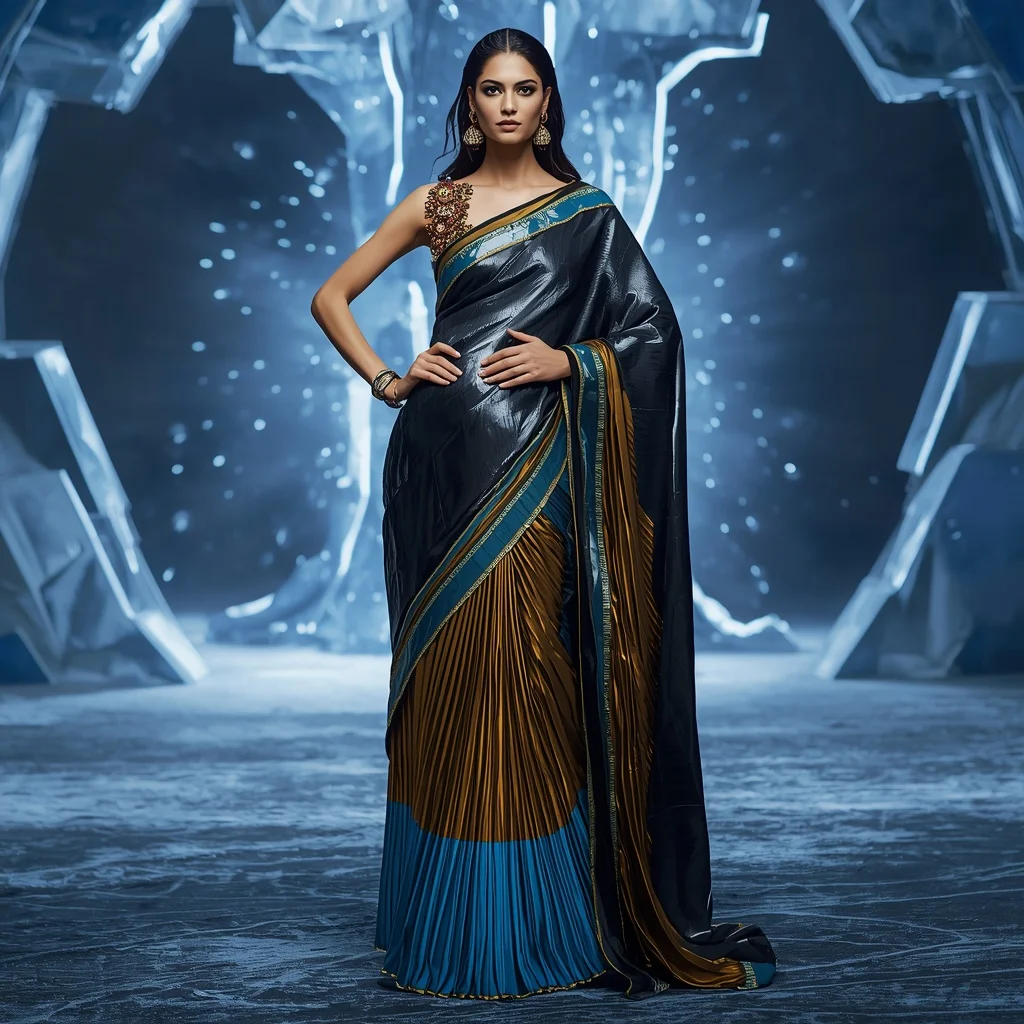 Magnetic Wave Core Saree with Energy Storm Dome | Prompt Engineering