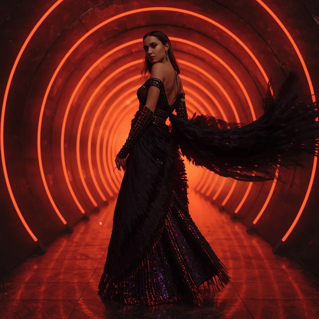 Midnight Volcanic Abyss Singularity Armor Saree with Holographic Plasma Engine Rift Corridor Core System | Instagram Model Ai Prompt
