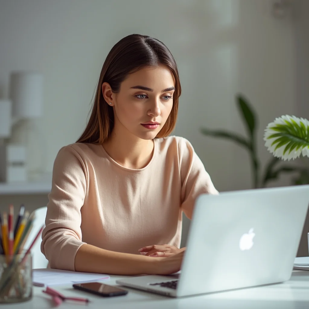 Minimal Desk Work Girl – Aesthetic Productivity Influencer Look | Free Ai Prompts