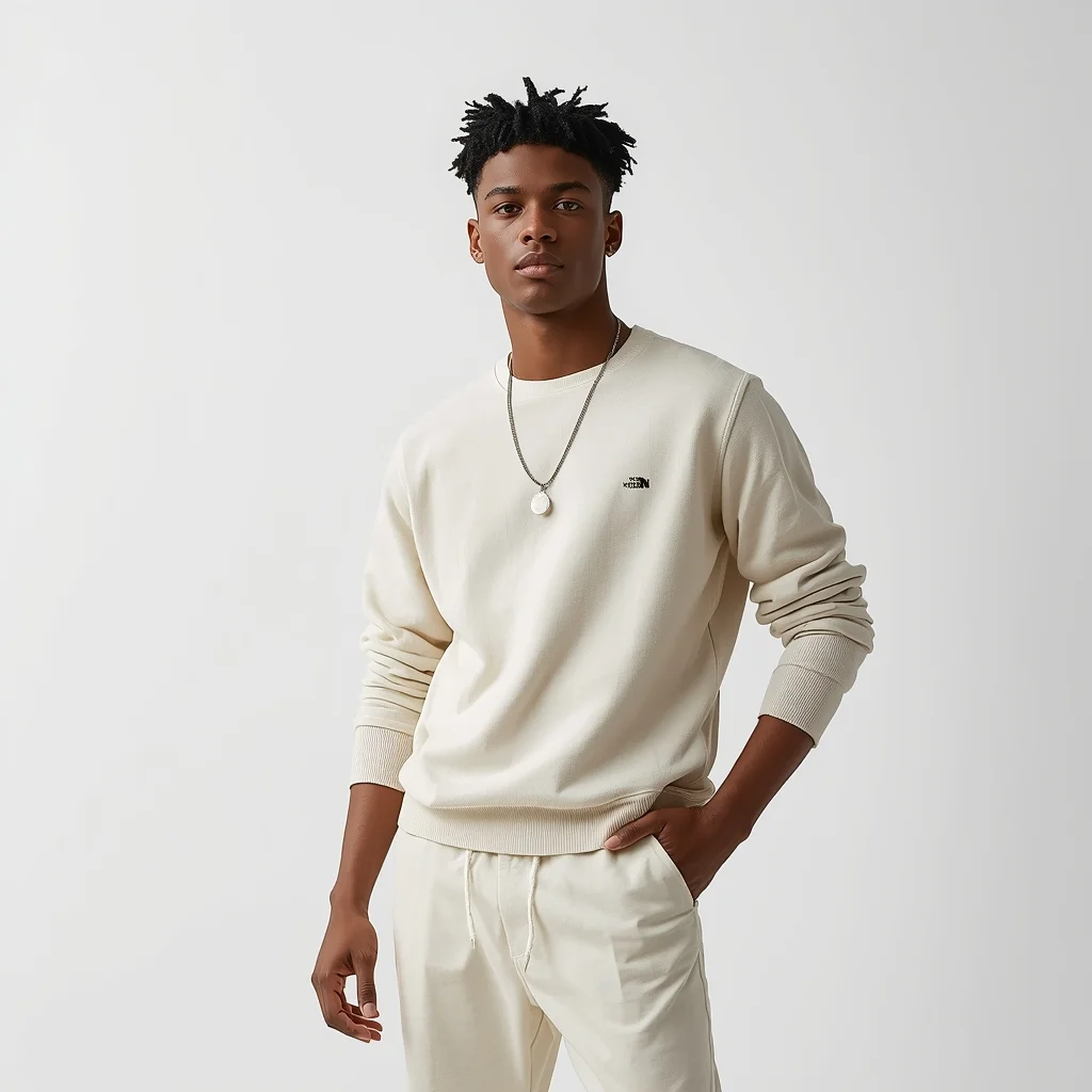 Minimal White Background Fashion Pose with Clean Aesthetic | Fashion Ai Prompt